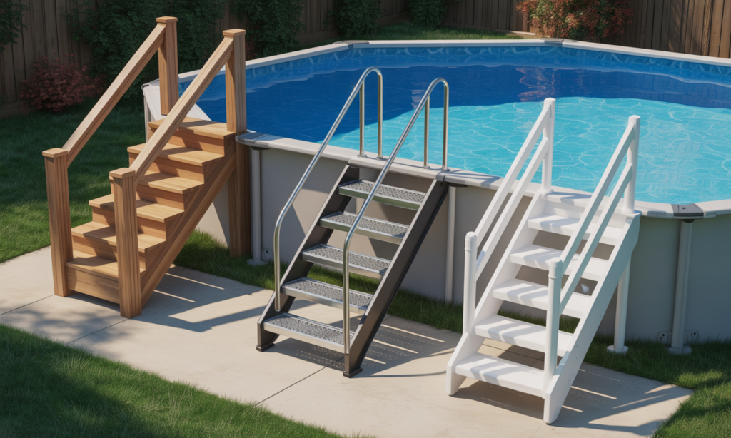 découvrez comment choisir le modèle d'escalier idéal pour sécuriser votre piscine hors sol et garantir la sécurité de toute la famille.