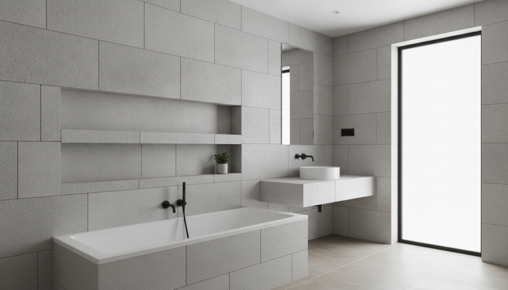 découvrez nos conseils pratiques pour aménager votre salle de bain avec du béton cellulaire, alliant esthétique, fonctionnalité et durabilité.