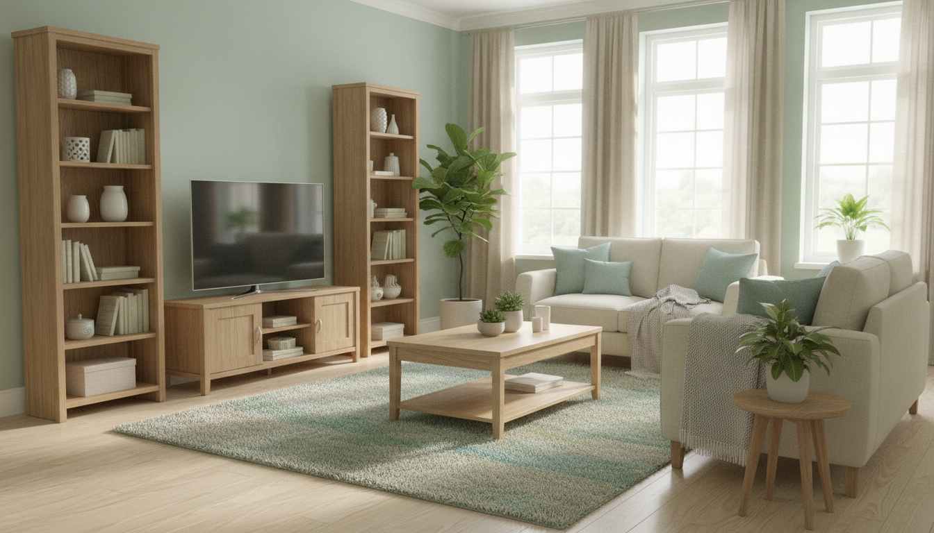 Comment associer le vert d’eau et le bois pour un salon déco et apaisant ?